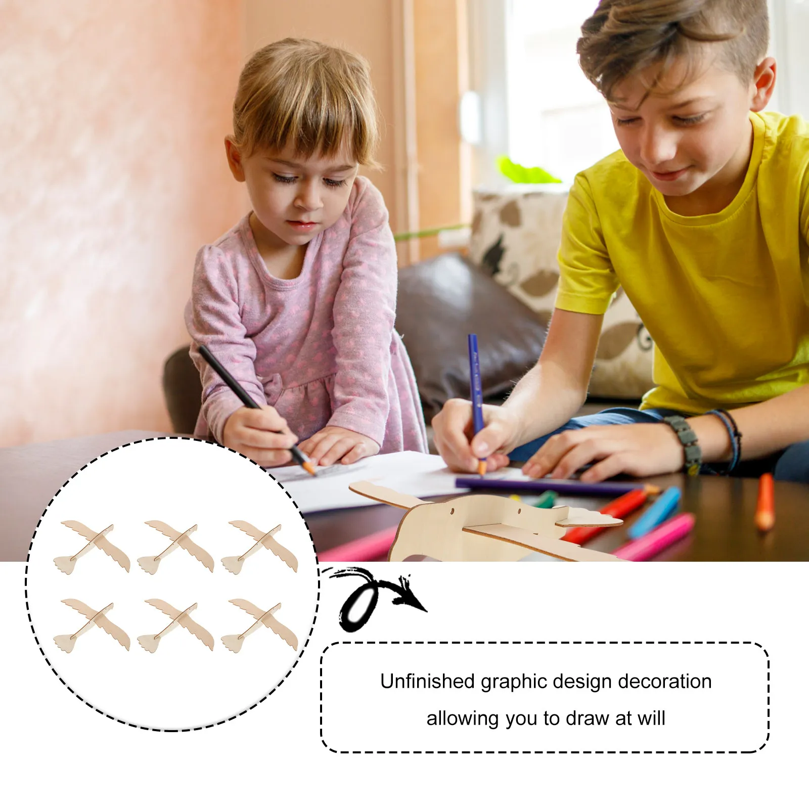 

6Pcs Wooden DIY Eagle Craft Kit for Kids Hand-Painted Art Project Decorative Wood Animal Assembly Educational Gift for Children