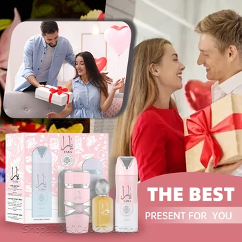 Lattafa Yara สําหรับผู้หญิง 3 ชิ้นชุด 3.4 ออนซ์ Eau de Parfum สเปรย์ + 1.7 ออนซ์ผม Mist + 6.7 ออนซ์สเปรย์ระงับกลิ่นกายหวานน้ําหอมฟีโรโมน