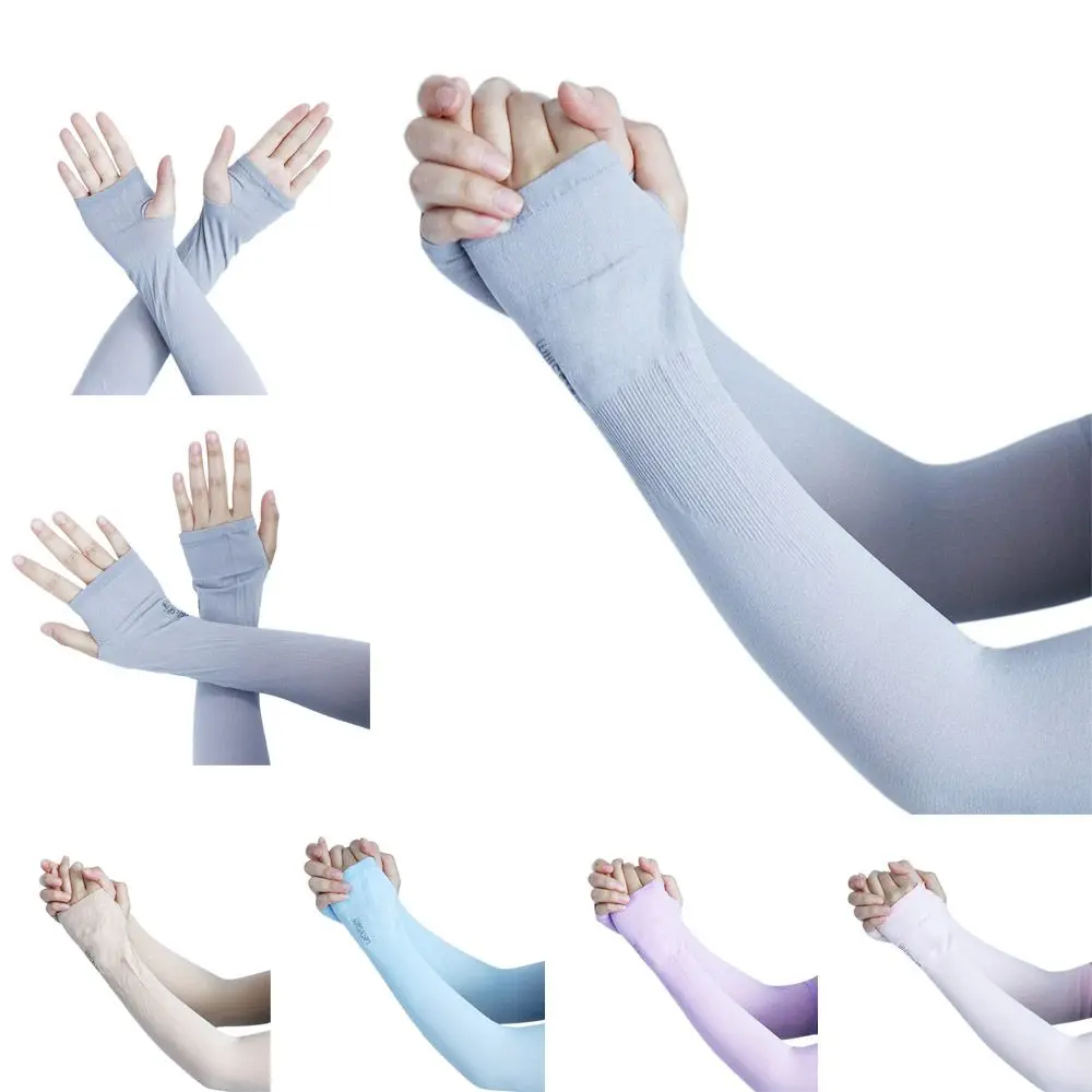 Ice Sleeves Cycling Gloves Women Sunscreen Sleeves Sun UV Protection Hand Cover Sun Protection Gloves Half Finger Sleeves