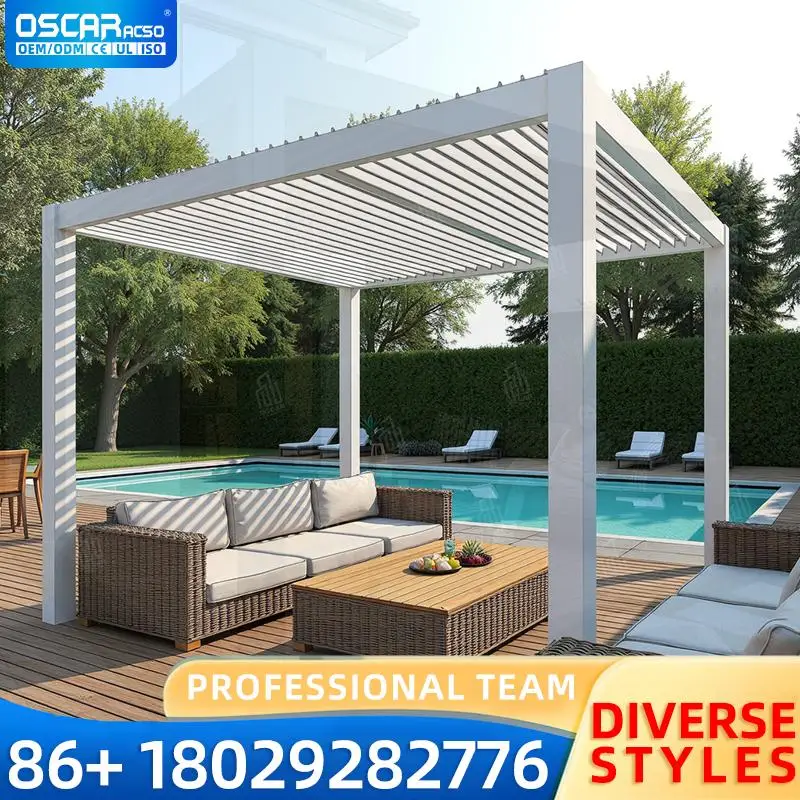 

Auto adjust Retractable Aluminum Roof Comfort Waterproof Motorized Louvered Pergola for Garden Patio Balcony Sustainable Structu