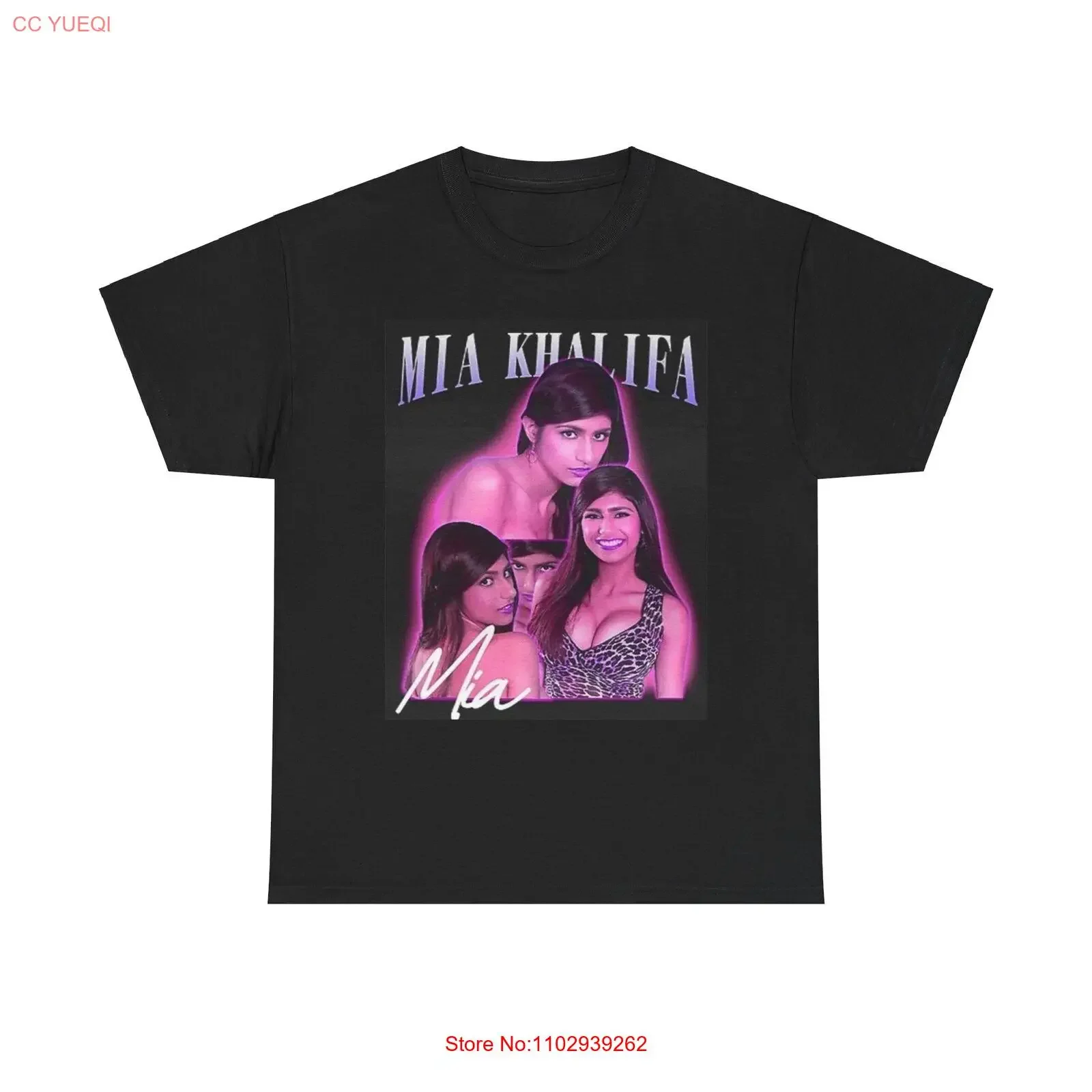 ميا خليفة تي شيرت ريترو مضحك نموذج القطن الثقيل خمر غسلها عادية تنفس مريحة أوم ملابس الشارع قليلا #1