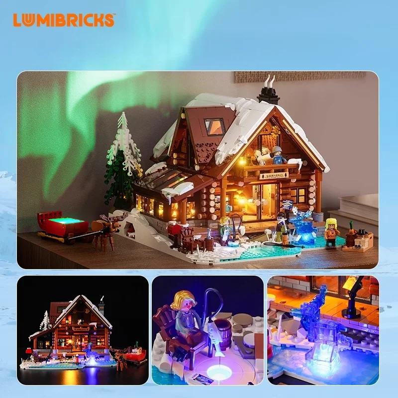 조립식 블록 오로라 관측 목조 건축 모델 레트로 하우스 시리즈 거리 풍경 홈 장식 선물