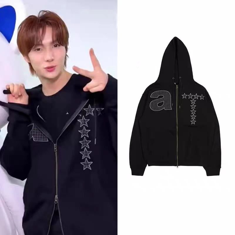 Youngjae Spring 2025 Hooded Sweatshirt Loose Fit Long Sleeve Cotton Zipper Closure Commute Style Women's Premium Fleece Hoodie