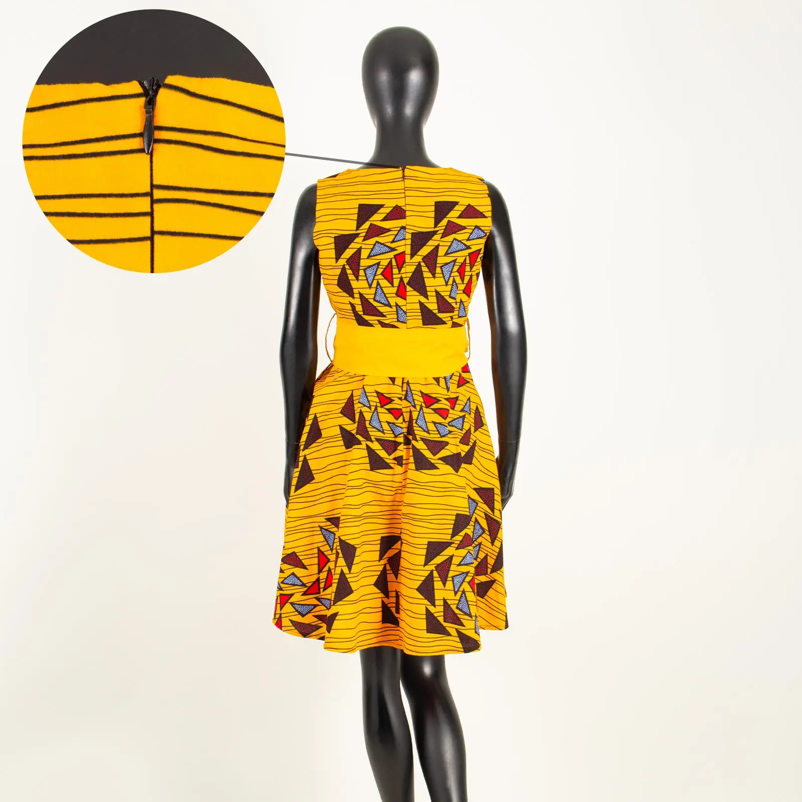 African Dresses for Women Summer Ankara Print Sleeveless A-line Dress with Belt Dashiki Casual Party Wedding 1A722584