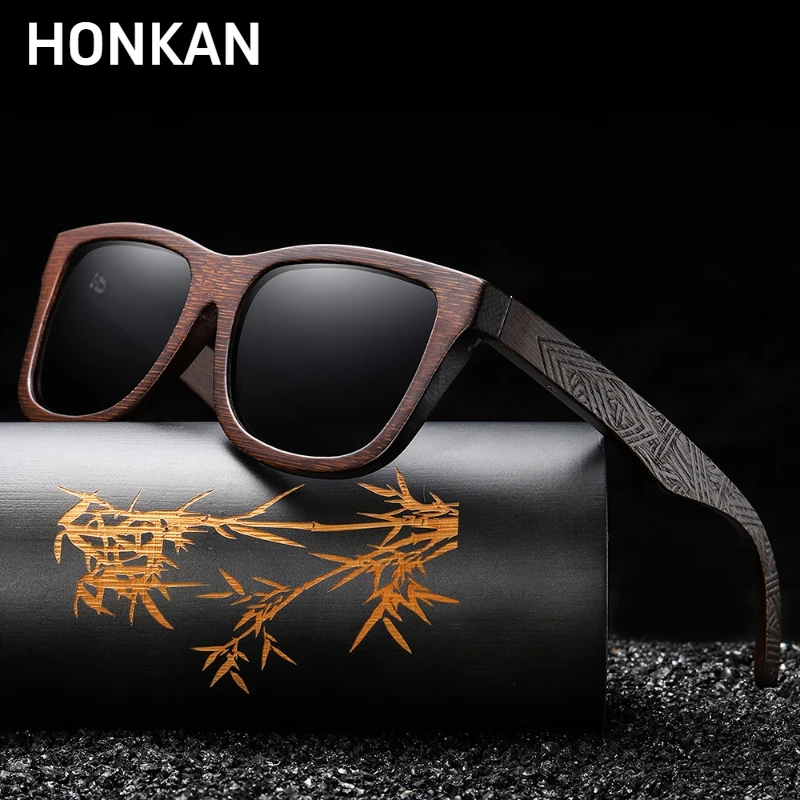 الرجعية الخيزران الخشب الاستقطاب النظارات الشمسية القيادة مربع نمط نظارات شمسية الذكور الفاخرة UV400 النساء الرجال العلامة التجارية مصمم مع القضية