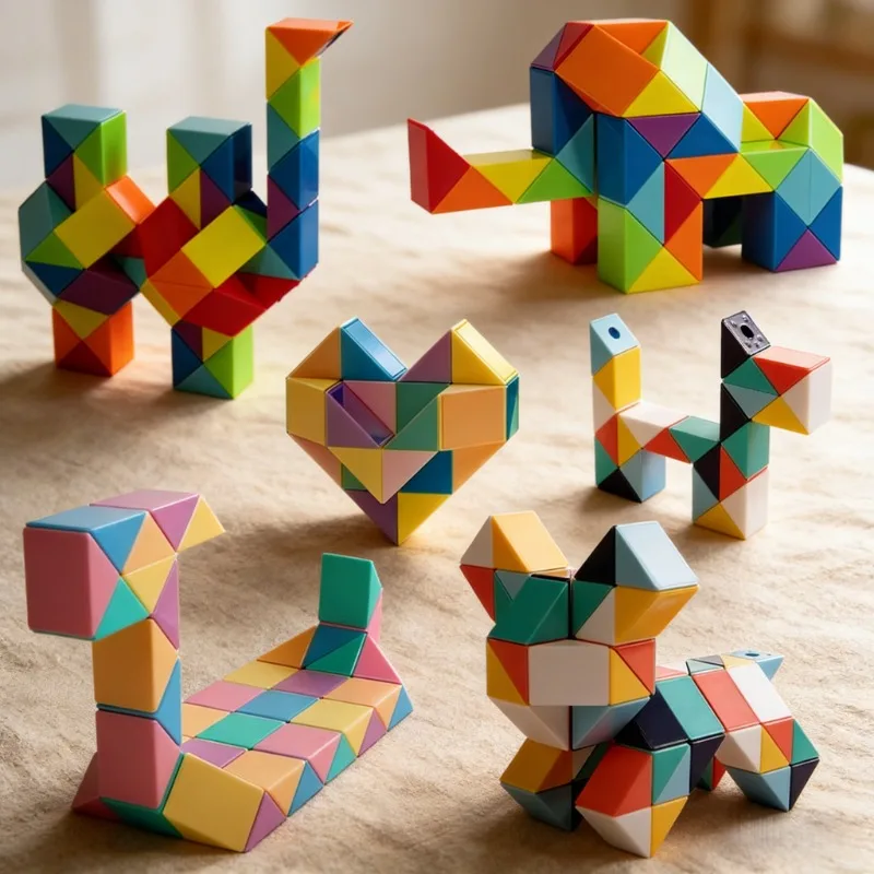 Cube magique multicolore Transformable 3D, Puzzle, Segments pour enfants, serpent magique Rubix Cubo, jouet éducatif pour enfants, cadeau pour enfants