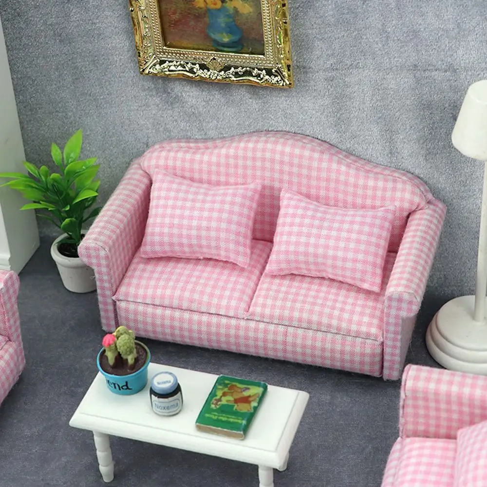 Dollhouse Miniature Simulated Cotton Candy Color Pillow Model Cushions Sofa Couch Bed Furniture Toy Doll Accessory