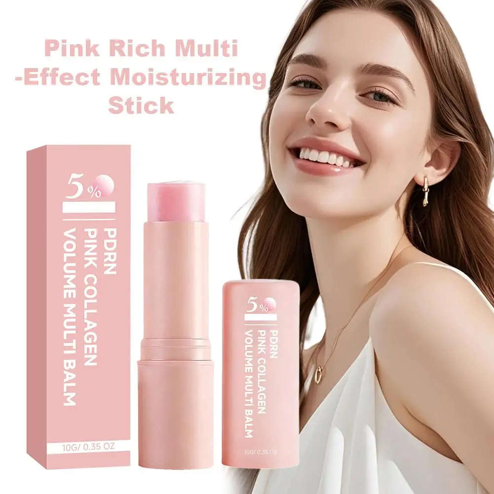 PDRN Pink Collagen Volume Multi Balm Stick Wrinkle Hydrating Stick for Face Lips, Eyes, Neck, Makeup Base Nourishes for Smooth