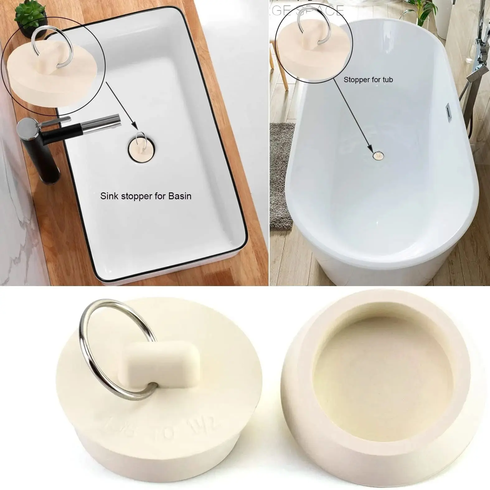 1pcs Rubber Round Tub Stopper 25-42mm Drain Stopper Rubber Sink Stopper Drain Plug With Pull Ring For Bathtub Laundry Sink