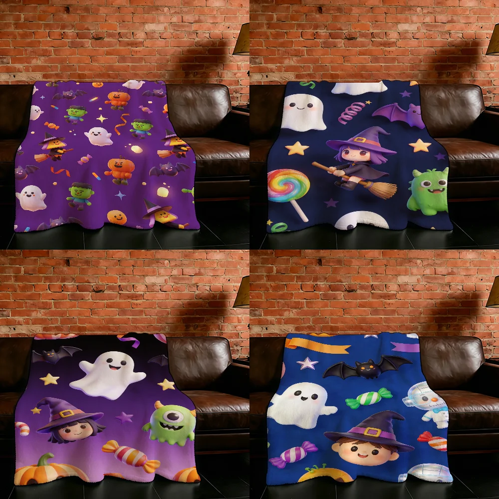 3D Claymation Halloween Cute Style Blanket Flannel Warm Soft Throw Blanket For Room Sofa Childish Birthday Gifts