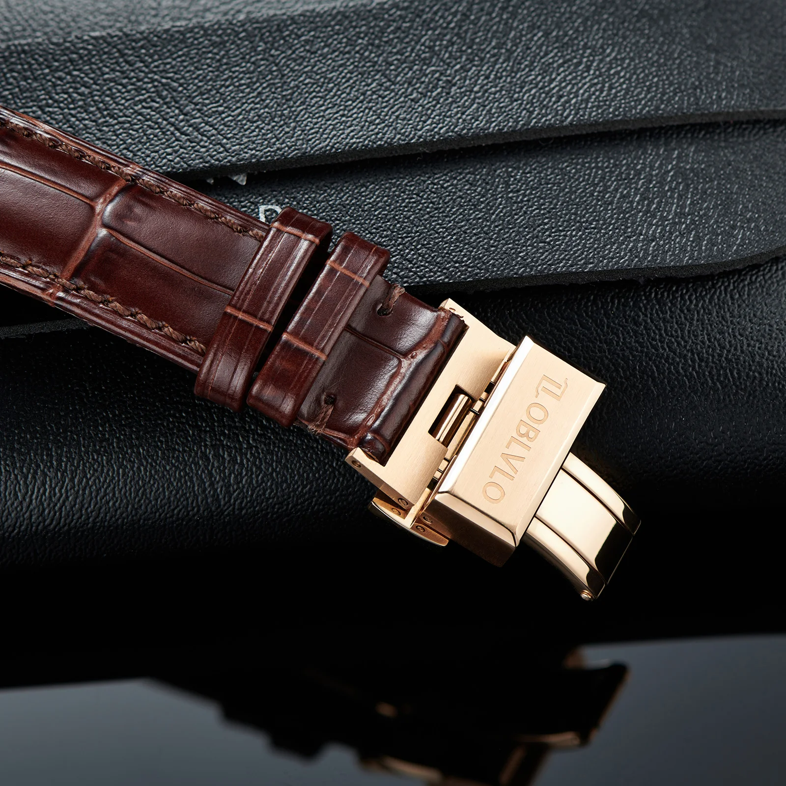 OBLVLO Luxury Rose Gold Automatic Mechanical Watch Tourbillon Watches For Men Super Luminous Watches Strap Watch Waterproof CM-T