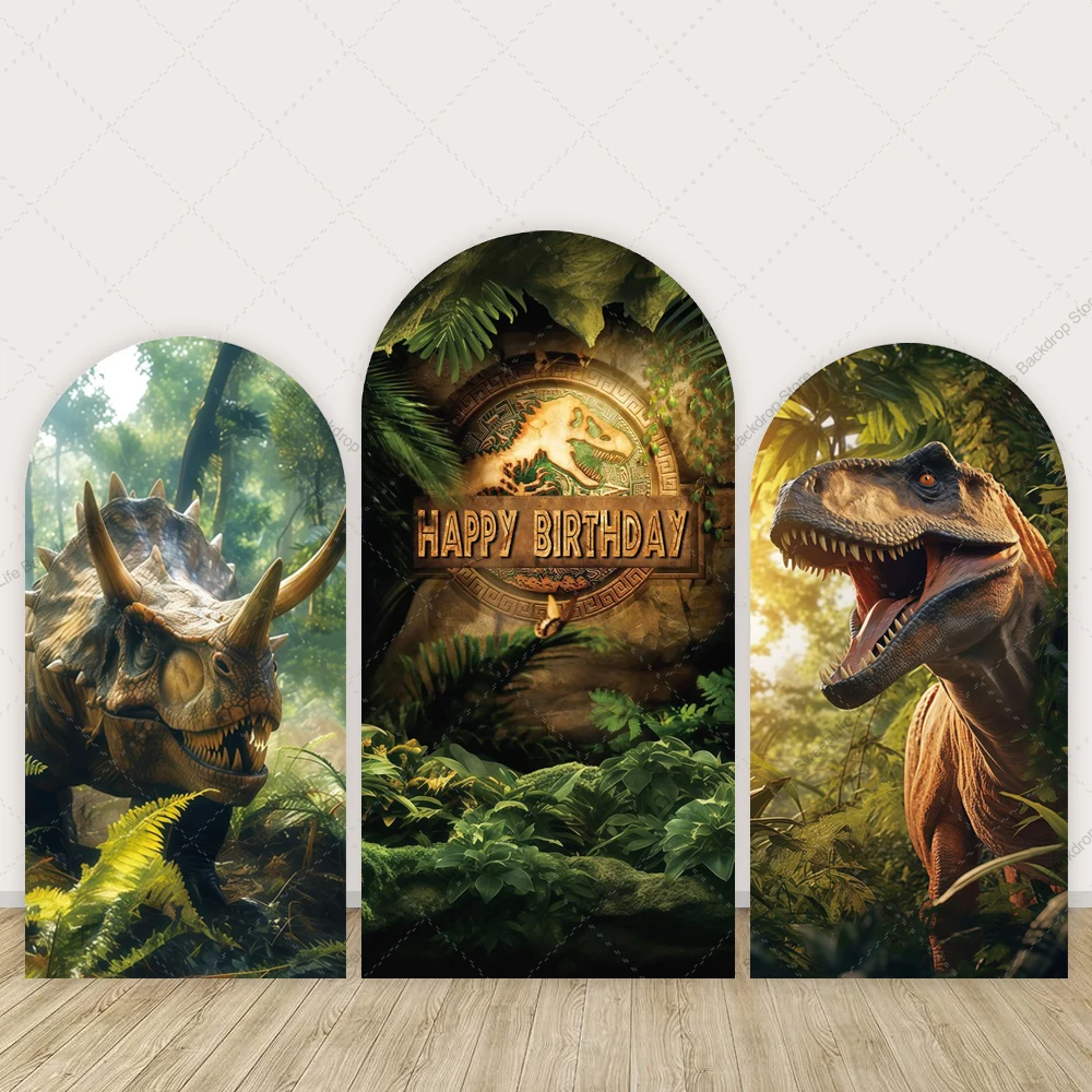 Dinosaur World Theme Arch Backdrop Cover Jungle Forest Decoration Kids Birthday Party Baby Shower Photo Arch Background