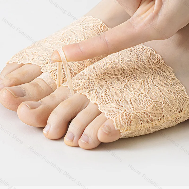 Summer Thin Lace Invisible Socks Split Toe Forefoot Socks for Women High Heel Slippers Shoes Breathable Lace Socks for Halloween image 4