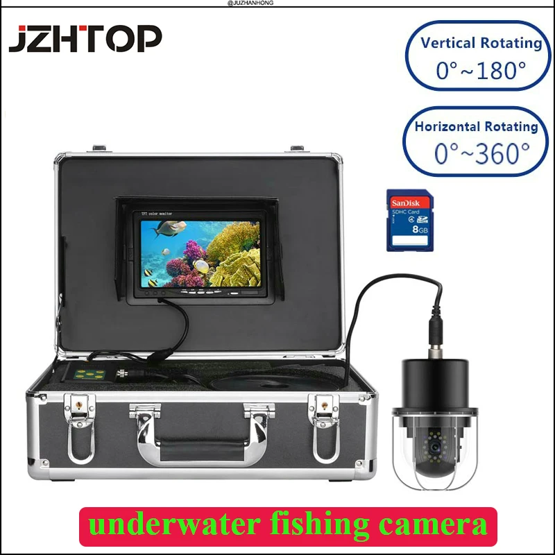 360 Rotate Underwater Camera 20 LED Lights CCD Fishing Camera 7'Monitor DVR Recorder 20M 50M 100M Cable Fish Finder