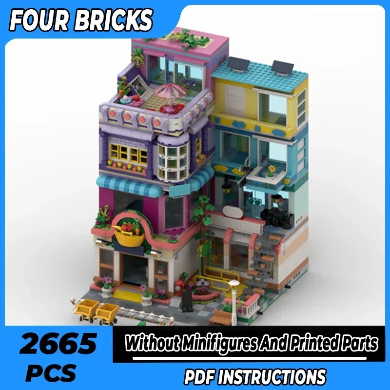 

Moc Building Bricks Street View Model Supermarket Main Street Technology Modular Blocks Gift Toys For Children DIY Sets Assembly