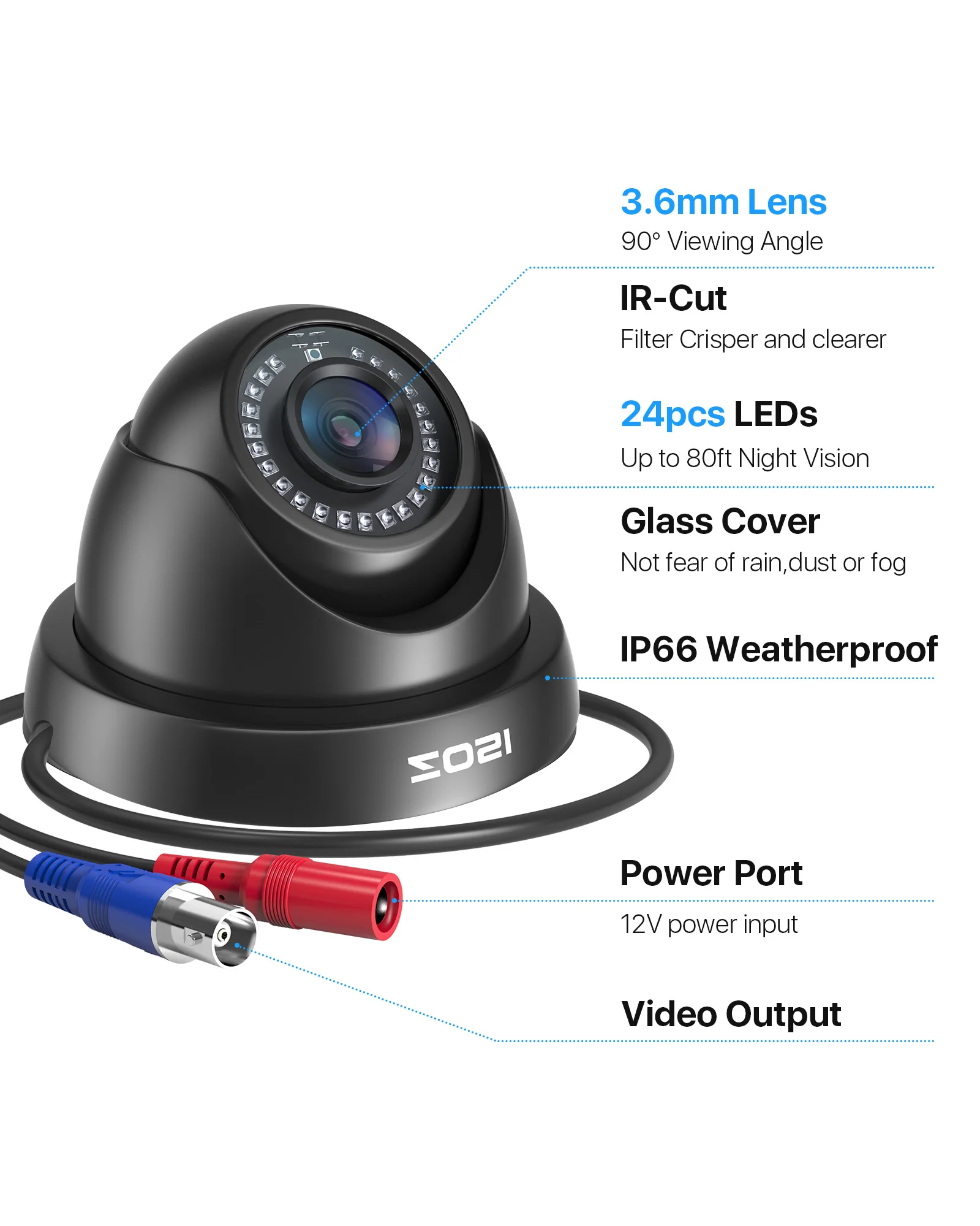 ZOSI 2.0MP HD 1080P CCTV Security Cameras Kit TVI/CVI/AHD Indoor Outdoor 80ft Day Night Vision CCTV Dome Home Surveillance view 6