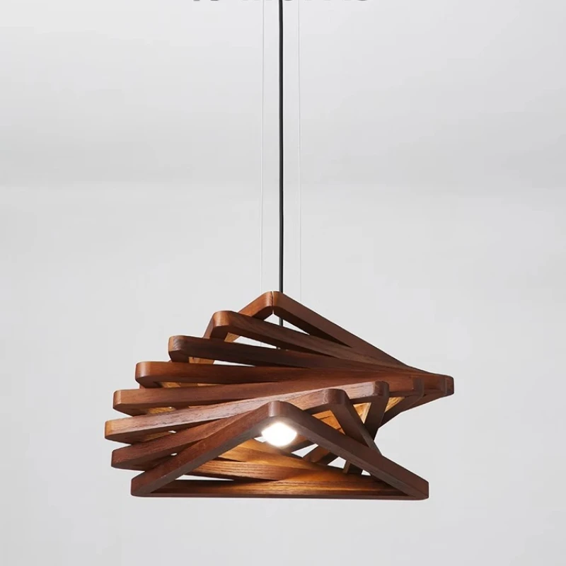 Spiral restaurant chandelier retro study bedroom bar solid wood creative lamp