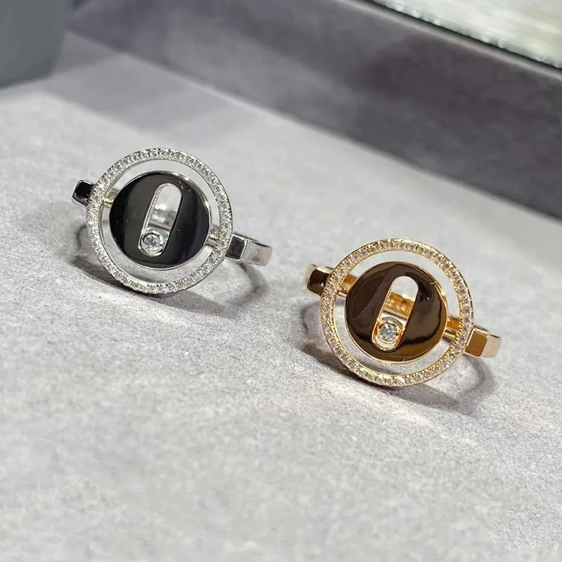 

MXK Fashion French Jewelry S925 Silver Classic Slide Round Ring Women High-end Luxury Accessories Wedding Party Holiday Gift