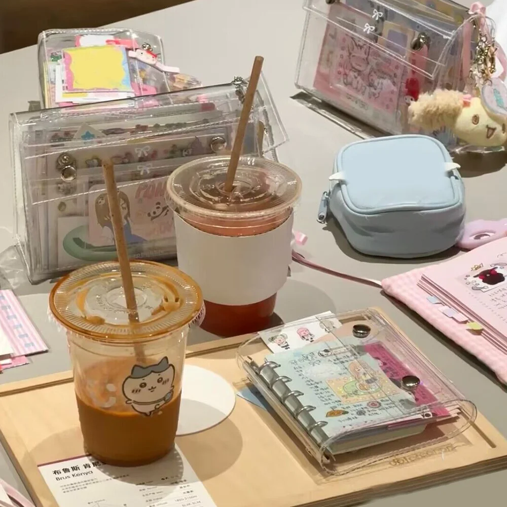 Bolsa de almacenamiento de Pvc para niñas, estuche de lápices de papelería, soporte para tarjetas fotográficas, álbum, suministros de oficina y