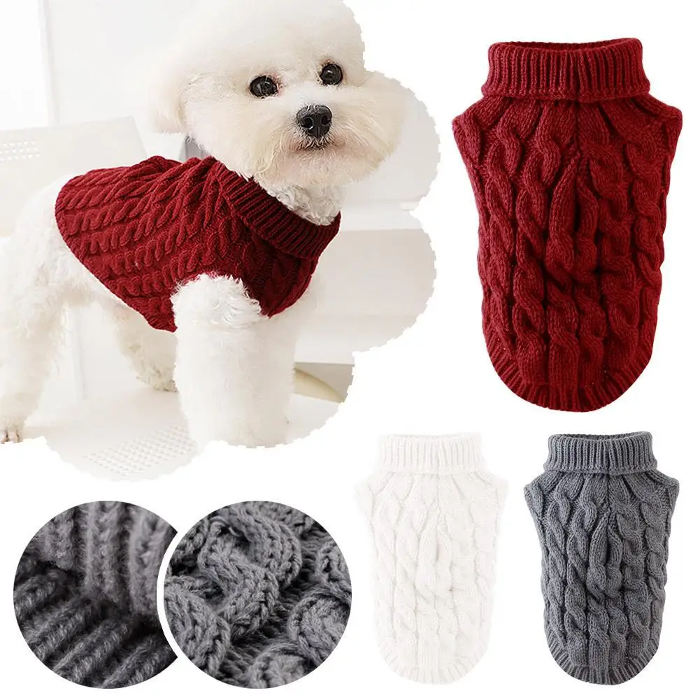 Pet Dog Turtleneck Knitting Sweater Coat Winter Warmer Thickening Pullover Knitwear Crochet Coat Clothes for Dog Puppy