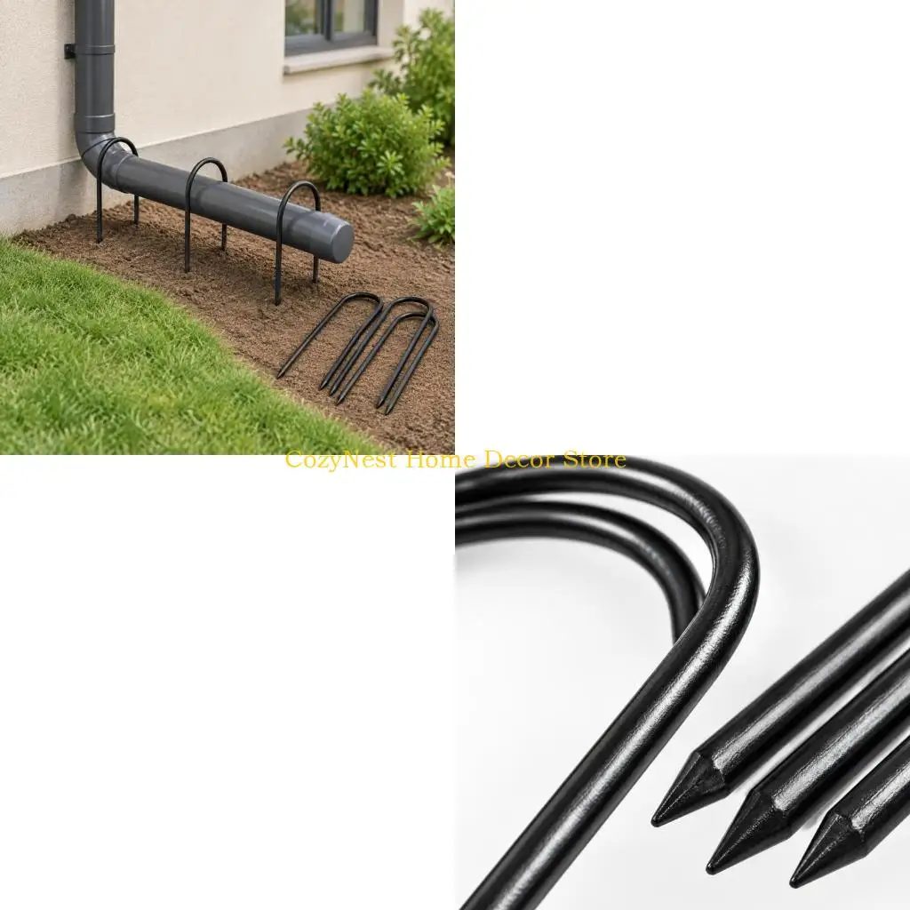 92MF 6lots Downspout Tube Ground Stakes, Gutter Drain Pipe Holder Pipe Support