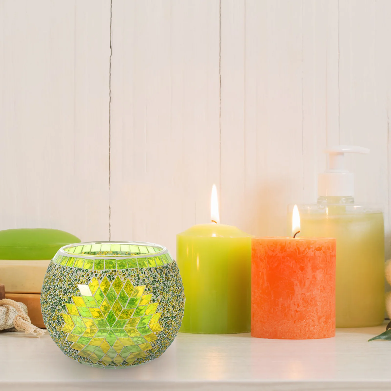 

European Holder Glass Handmade Artwork with Colorful Fragments for Home Wedding Party Gift Shiny Bowl Design Green