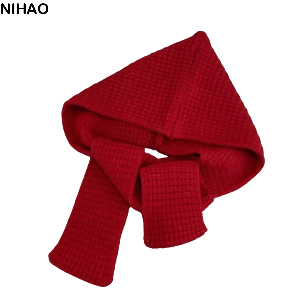 Acrylic Fibres Knitted Hooded Caps Soft Embossing Neck Collar Beanies Caps Korean Style Thickened Winter Neckerchief Hat Autumn