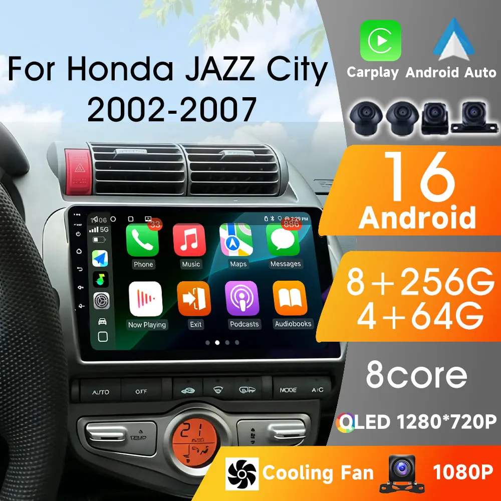 

2Din Android Carplay Android Auto Wireless For Honda Jazz City 2002-2007 Autoradio Multimedia Player Car Video Stereo 8Core Wifi