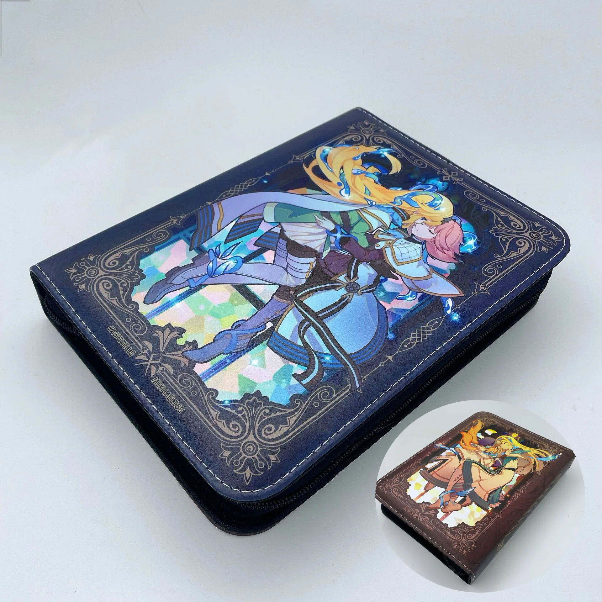 Yugioh!-Yugiohフィギュアカードブック、暗号化の心、置物OGGトレーディングカードコレクションバッグ、PUレザー、ジッパー、収納