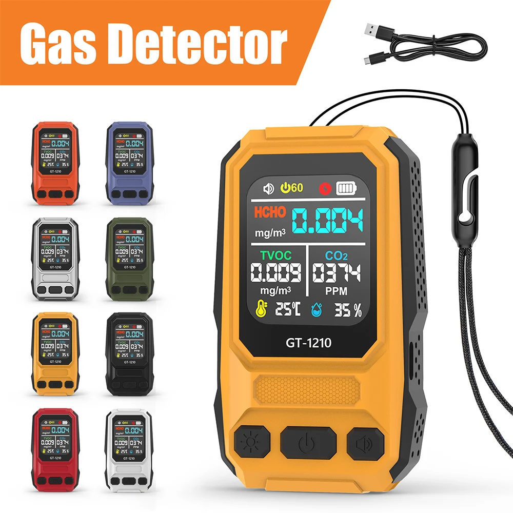 Wholesale 5-in-1 Formaldehyde air Quality Detector Temp / Humidity Detection Digital Display Carbon Dioxide air Quality Detector