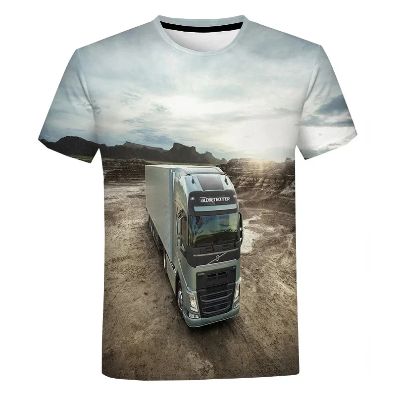 Fashionable and interesting truck pictures for men\'s t-shirts trend digital printing casual round neck short sleeved top