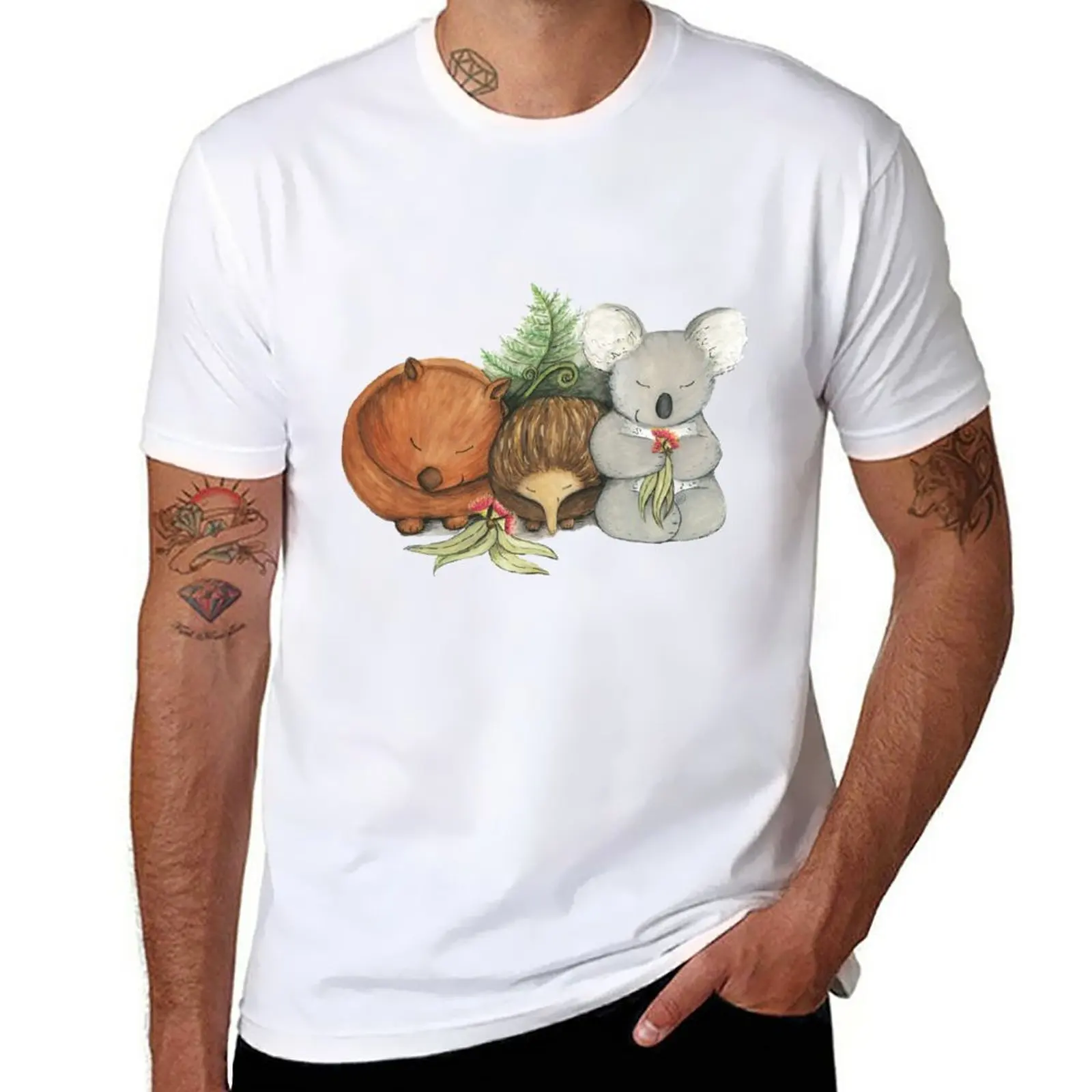 New Native Australian Animal Babies – With Koala, Wombat And Echidna T-Shirt black t shirt mens t shirts