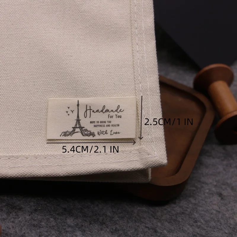 Printed Cartoon Beige Cotton 15PCS Labels For DIY Sewing Supplies Clothing Care Labels Washable Garment Tags
