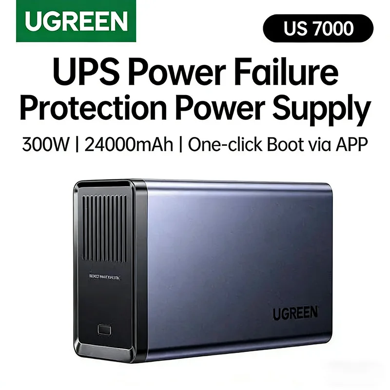 

UGREEN NAS 300W US7000 DC Battery Backup and Surge Protector 24000mAh Uninterruptible Battery Power Supply Compatible forDXP6800