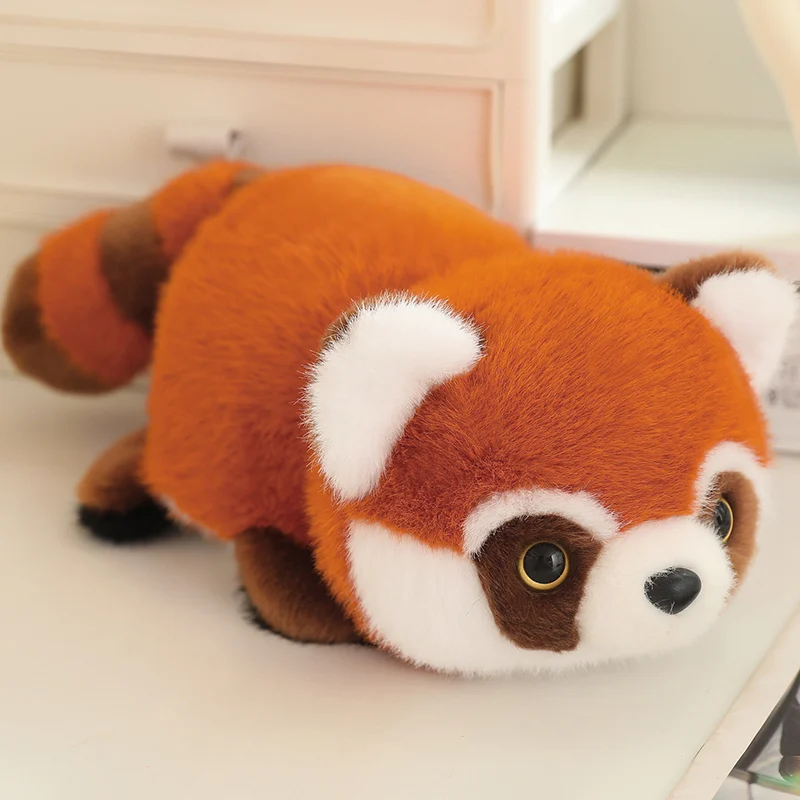 Cute Flippable Plush Panda to Raccoon Reversible Stuffed Animals Soft Doll Fluffy Red Panda Pillow Kids Baby Birthday Gift