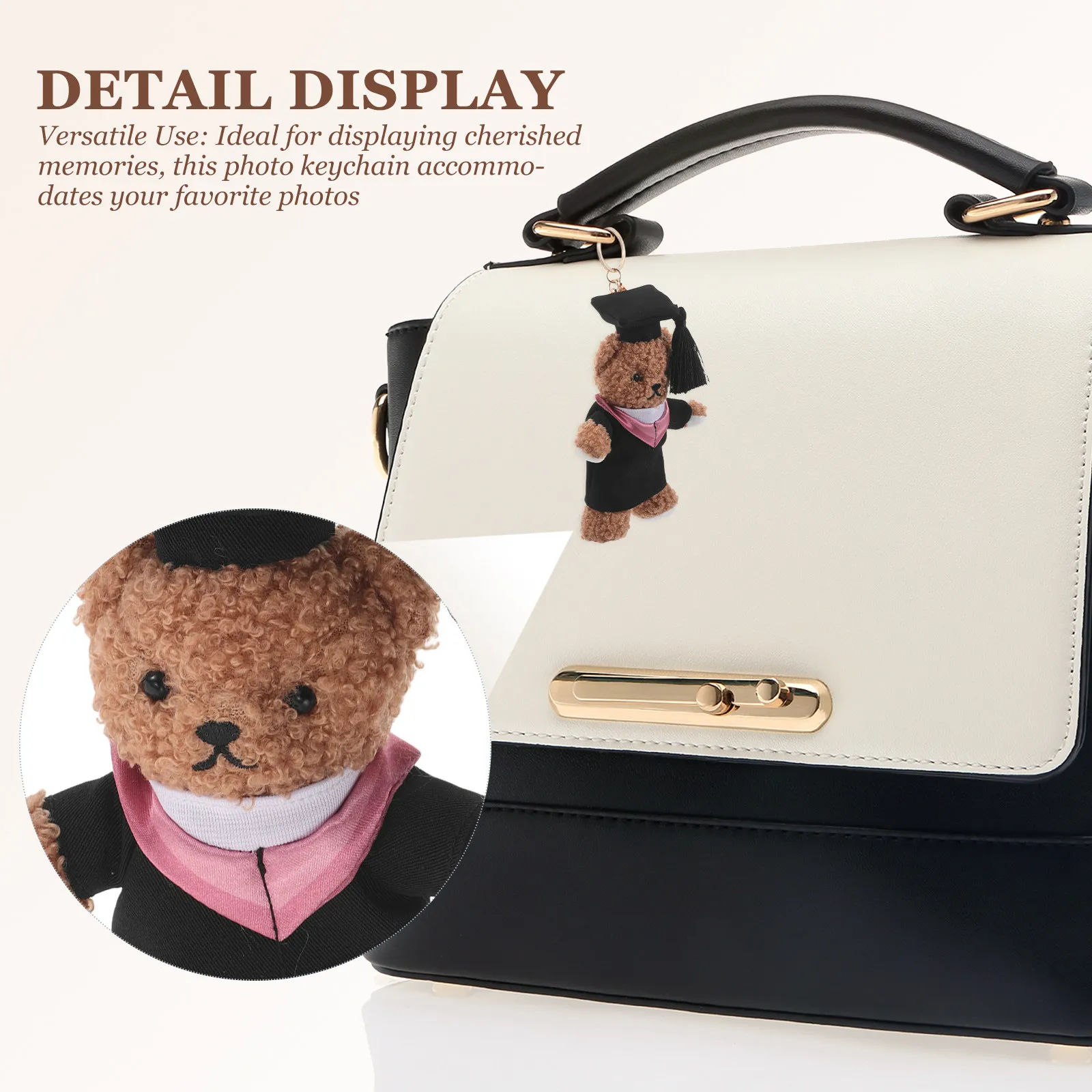 Graduation Season Bear Keychain Academic Gown Cap PP Cotton Stuffed Animal Charm Backpack Graduation Gift Small Grad Bear