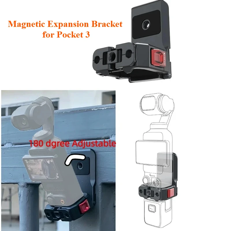 Magnetischer Adapterrahmen 180 °   Verstellbare klappbare Stativhalterung für DJI Osmo Pocket 3, Erweiterungshalterung, Desktop-Vlog-Live-Streaming