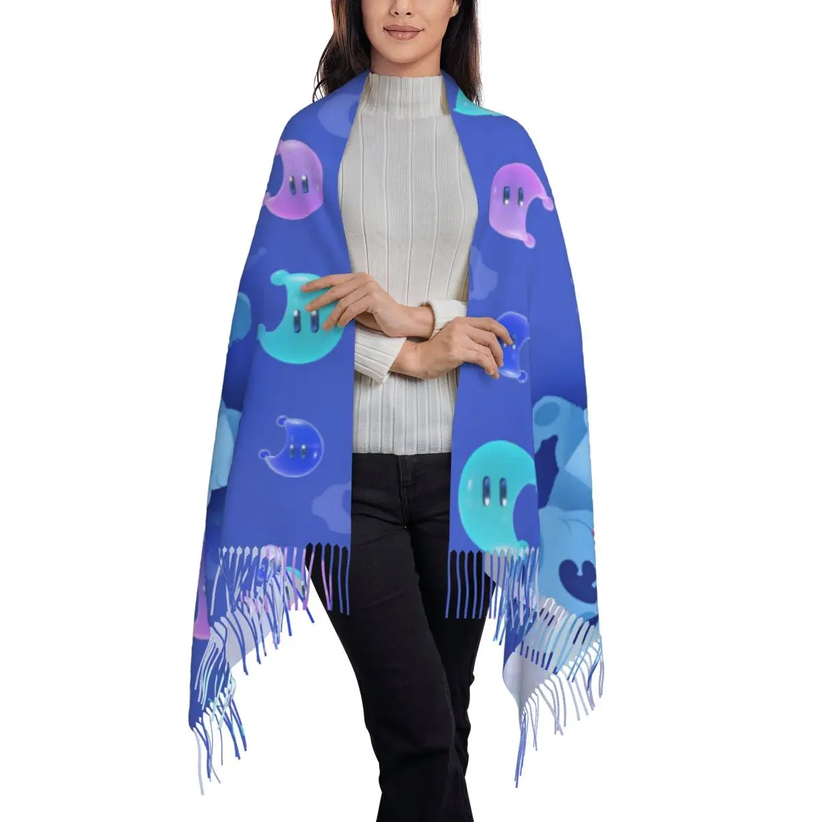 

Blues Clues шаль для женщин теплый длинный мягкий шарф мультфильм щенок шейный платок шарфы с кисточками