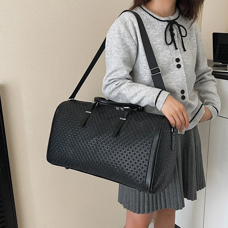 

PU Leather Travel Totes Gym Bag Sports Duffle Women Fitness Business Casual Luggage Handbag Shoulder Weekend Portable Bag