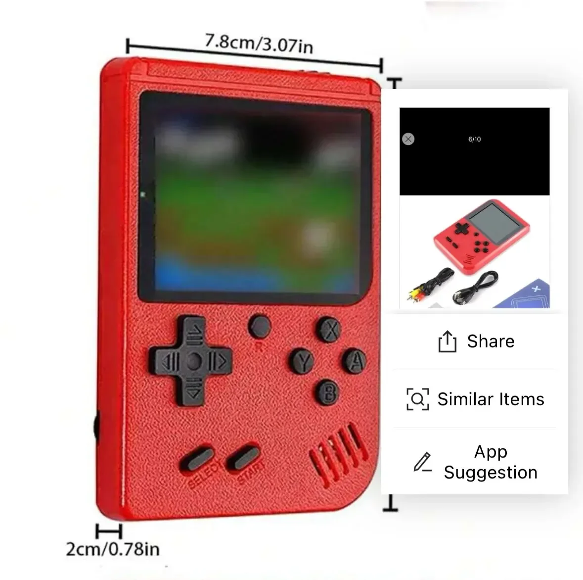 A Red Retro Classic Games Children\'s Handheld Small Game Console With 400 Game Charging Can Be Connected To The TV