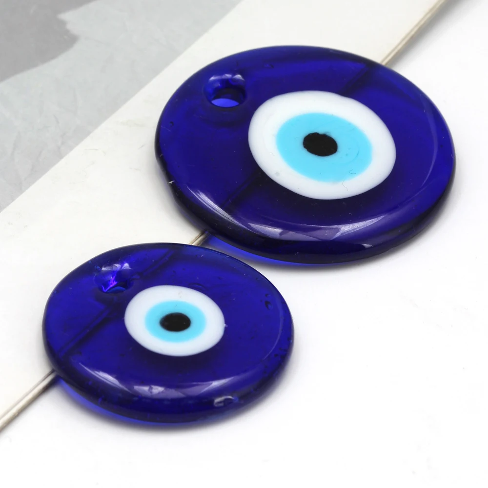 EVIL EYE Glass Blue Turkish Evil Eye Pendant 3cm 4cm Round Necklace Pendent for Jewelry Making pendentif homme תכשיטים colgante