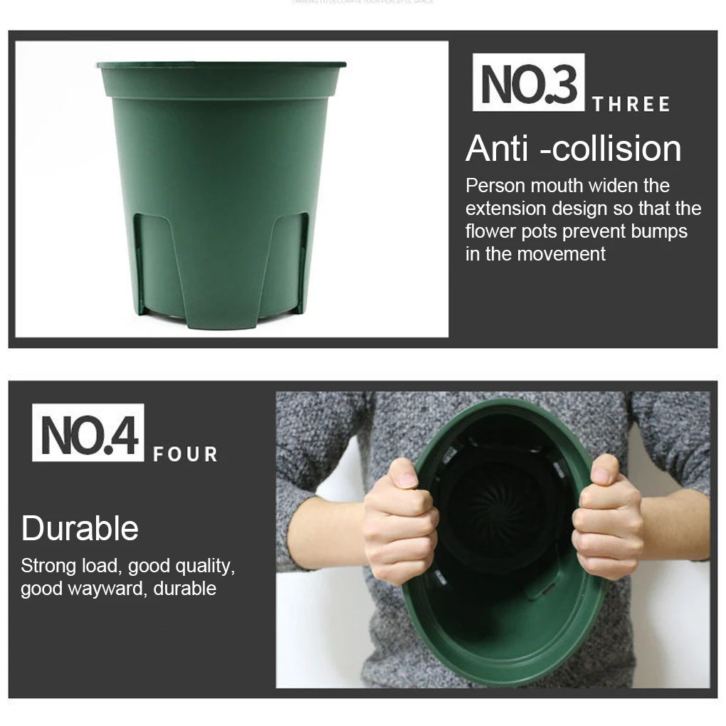 5pcs Green Wide Application Plant Pots For All Types Of Plants Breathable Plastic Flowerpot Flower Pot Single pot
