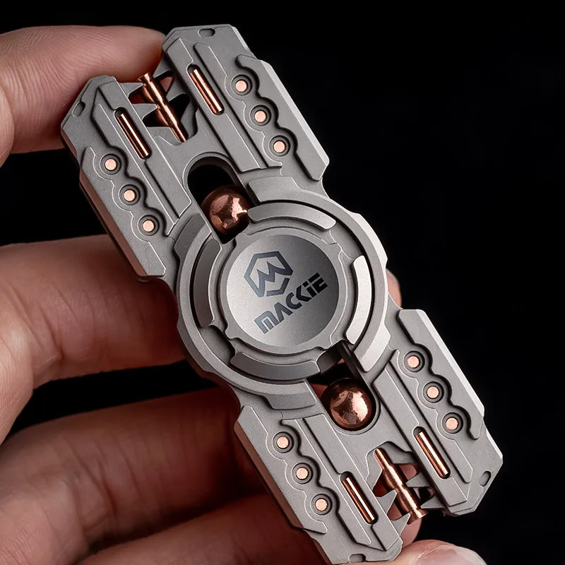 Used EDC Mackie Gluttony Two-leaf Fingertip Gyro, Titanium Alloy Red Copper Old Model, Limited Edition