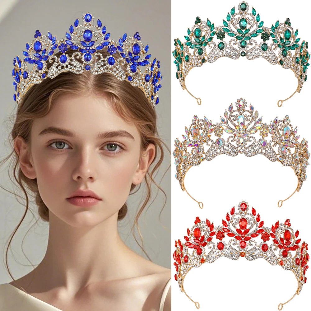 Tiara de noiva de cristal barroco chique clássico luxo casamento e banquete coroa para mulheres