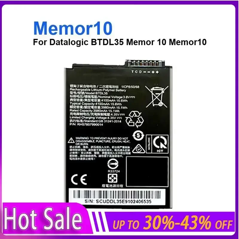 

4100mAh Replacement Battery for Datalogic BTDL35 Memor 10 Memor10 Portable Batteries Warranty + Track Code