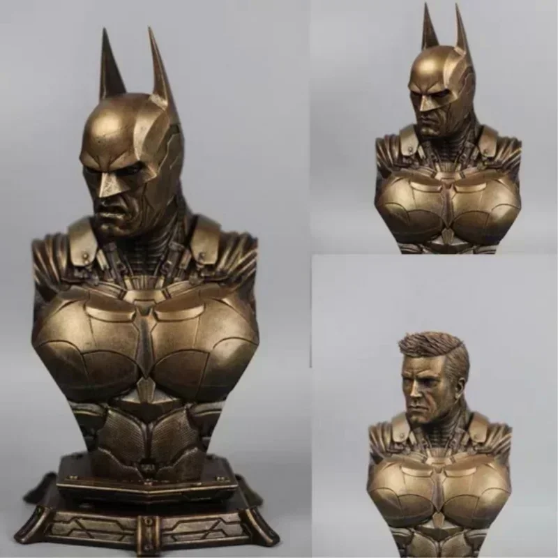 Original Batman Figure Arkham Knight Bust Sculpture Replaceable Head Imitation Copper Home Decor Statue Model Birthday Gift