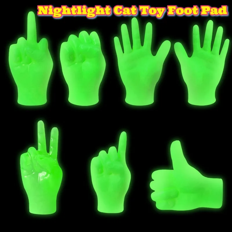 

7PCS Cat Teaser Toys Mini Paw Socks Glow Dark Pet Kitten Stretchy Gloves Interactive Play Set Training Grooming Massage Kit Cats