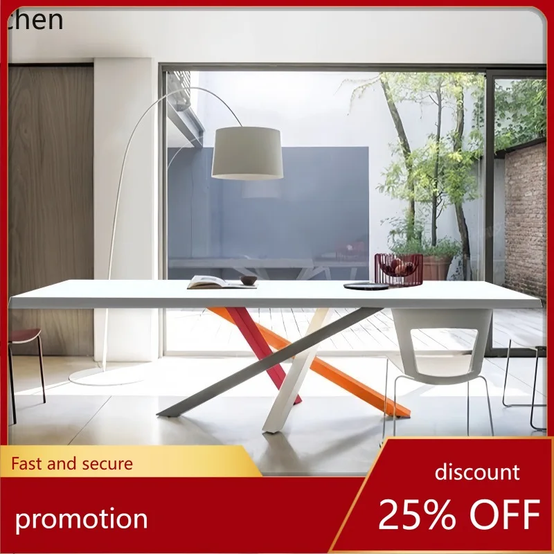 

ZML Long Table Simple Conference Solid Wood Computer Desk Modern Personality Desk Workbench