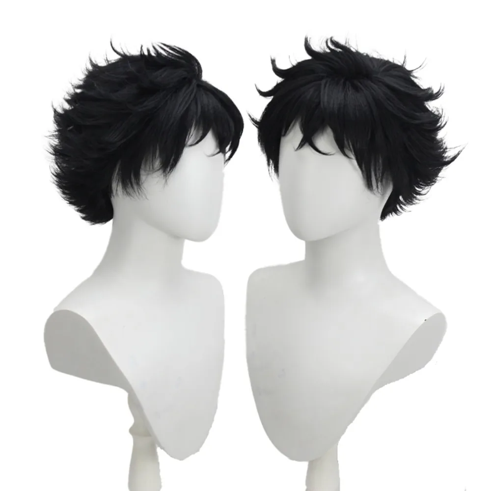 Kaito Kuroba Kaitou Kid 코스프레 가발 블랙 스파이키 애니메이션 헤어 의상