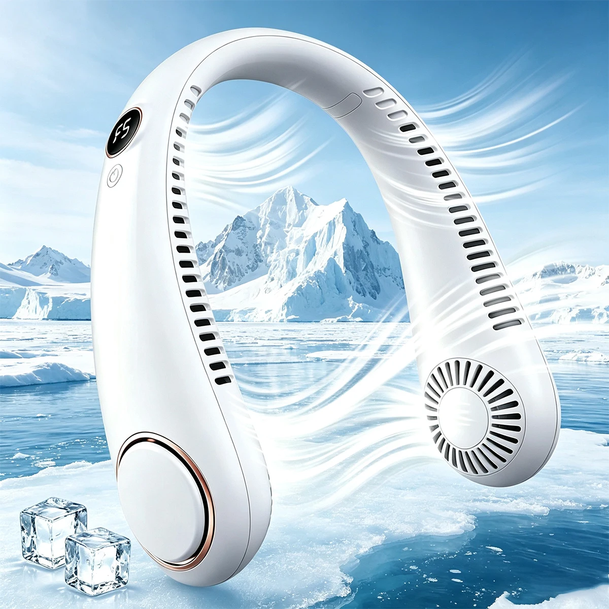 Ventilador de Pescoço Recarregável Portátil Pessoal, Ventilador USB de Resfriamento para Uso Interno e Externo, Mãos Livres e Vestível 2026 Novo